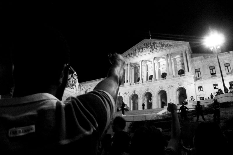 Protesters outside Portugal