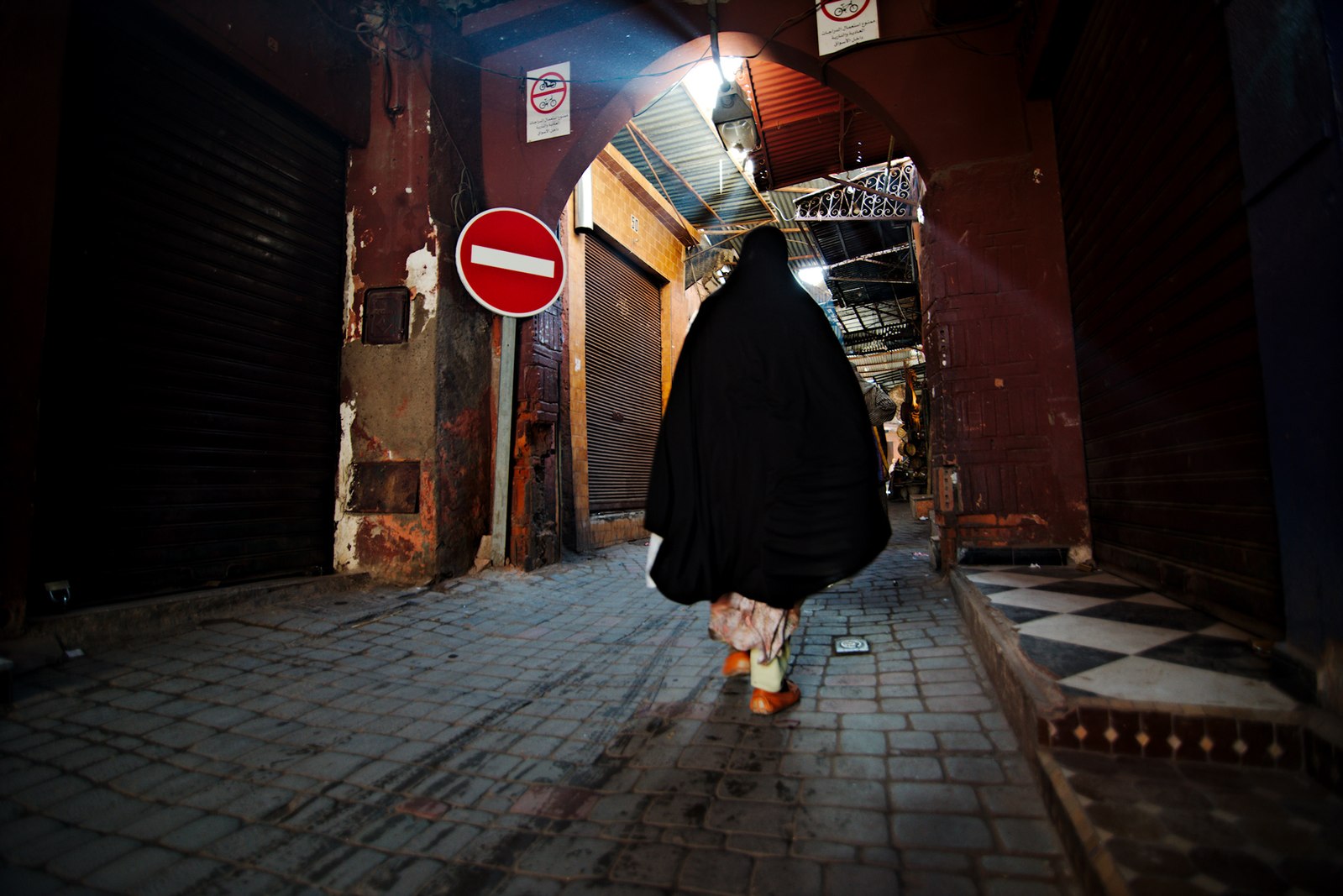 The narrow souhks of Marrakesh early in the morning, the best time to be there.