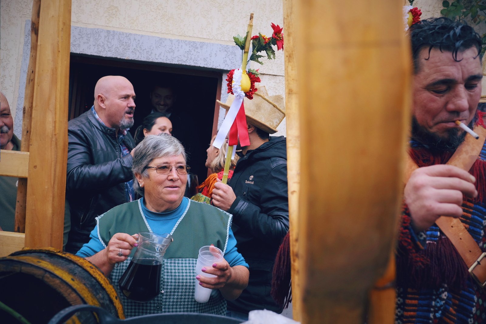 Eating and drinking at each house. Grijó de Parada, Bragança.